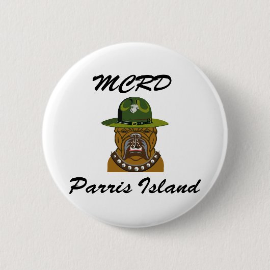 MCRD Parris Island Devil Dog Ronde Button 5,7 Cm (Voorkant)