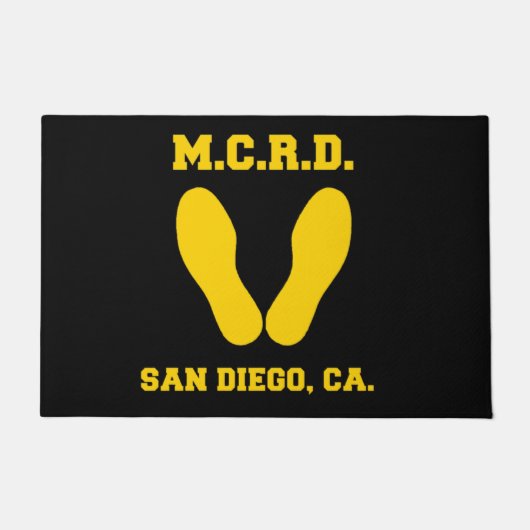 MCRD SAN DIEGO FOOTPRINTS OP ZWART DEURMAT (Voorkant)