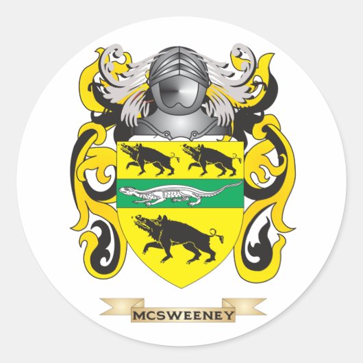 McSweeney Wapen (Family Crest) Ronde Sticker (Voorkant)