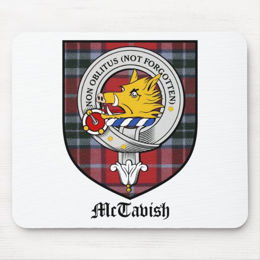 McTavish Clan Crest Badge Tartan Muismat (Voorkant)