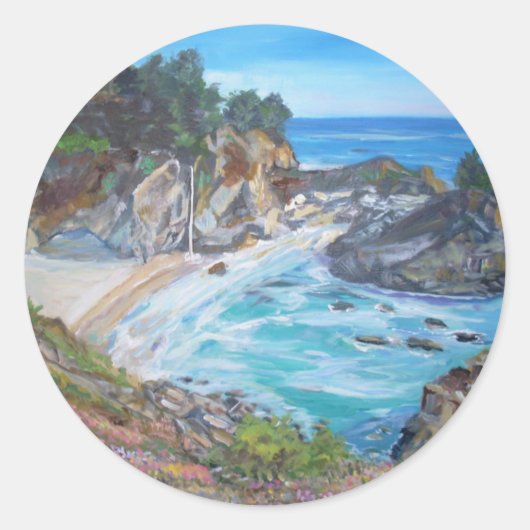 McWay Herfsten, Big Sur - Ronde Sticker (Voorkant)