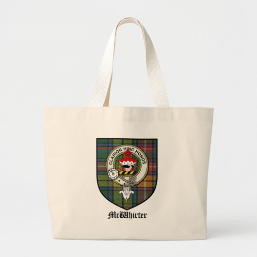 McWhirter Clan Crest Badge Tartan Grote Tote Bag (Voorkant)