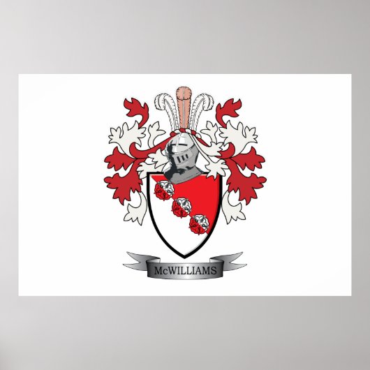 McWilliams Family Crest Coat of Arms Poster (Voorkant)