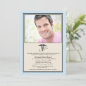 MD Afstuderen Blue Photo Invitation Kaart (Staand voorkant)