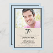 MD Afstuderen Blue Photo Invitation Kaart (Voorkant / Achterkant)