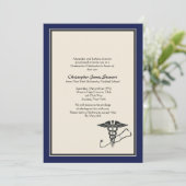 MD Afstuderen Invitation Navy Blue Kaart (Staand voorkant)