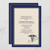 MD Afstuderen Invitation Navy Blue Kaart (Voorkant / Achterkant)