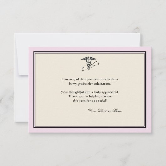 MD Afstuderen Roze Hartelijk dank Notitiekaartje (Voorkant)