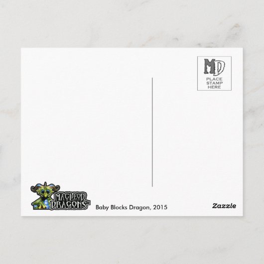 MD Baby Blokken Dragon Briefkaart (Achterkant)