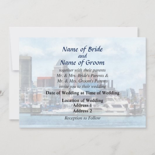 MD - Baltimore Skyline and Harbour Wedding Product Kaart (Voorkant)
