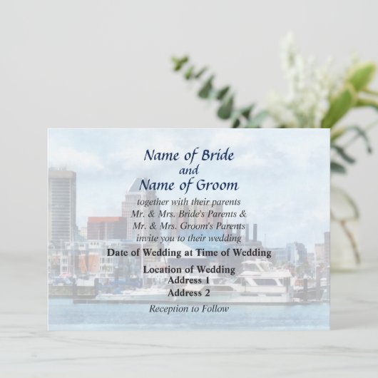 MD - Baltimore Skyline and Harbour Wedding Product Kaart (Staand voorkant)