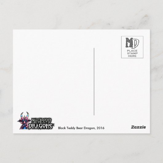 MD Black Teddy Dragon Briefkaart (Achterkant)