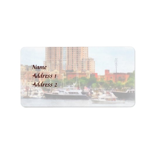 MD - Boats in Inner Harbour Weddenproducten Etiket (Voorkant)