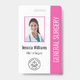 MD Doctor Hospital Medical Employed Foto ID Roze Badge