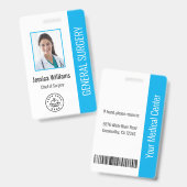 MD Doctor Hospital Medical Employed Photo ID Blue Badge (Front & Back)
