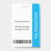 MD Doctor Hospital Medical Employed Photo ID Blue Badge (Back)
