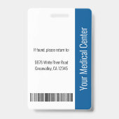 MD Doctor Hospital Medical Employed Photo ID Blue Badge (Back)