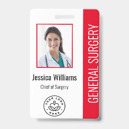 MD Doctor Hospital Medical Employee Foto ID Red Badge