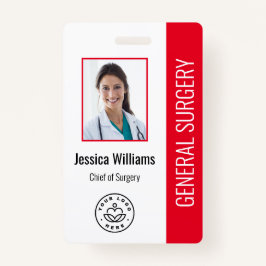 MD Doctor Hospital Medical Employee Foto ID Red Badge