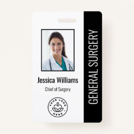 MD Doctor Hospital Medical Employee Photo ID Black Badge