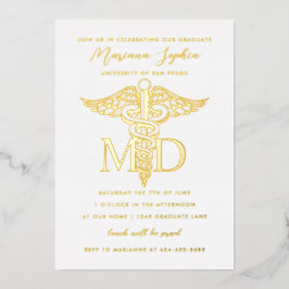 MD Doctor in de geneeskunde Afstuderen Gold Folie Uitnodiging