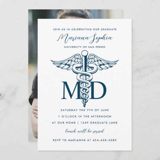 MD Doctor in de geneesmiddelkleur Aangepaste Afstu Kaart (Voorkant / Achterkant)