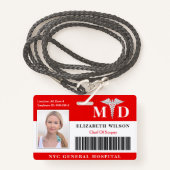 MD Doctor | Ziekenhuisarts Foto-ID Badge (Voorkant met draagriem)