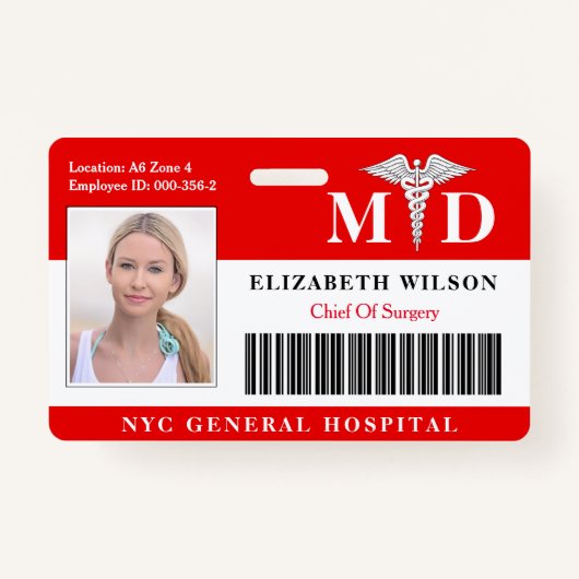 MD Doctor | Ziekenhuisarts Foto-ID Badge (Voorkant)
