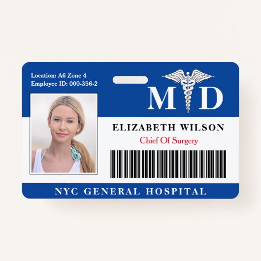 MD Doctor | Ziekenhuisarts Foto-ID Badge (Voorkant)
