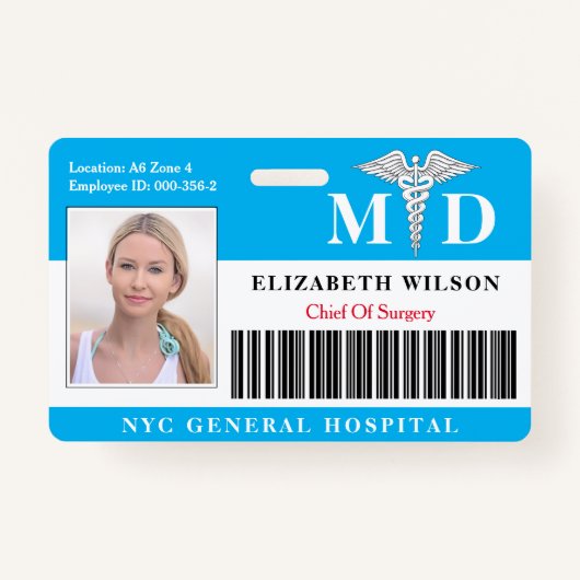 MD Doctor | Ziekenhuisarts Foto-ID Badge (Voorkant)