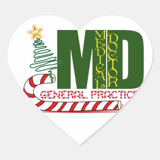 MD GENERAL PRACTICE PHYSICIAN CHRISTMAS MERRY HART STICKER (Voorkant)