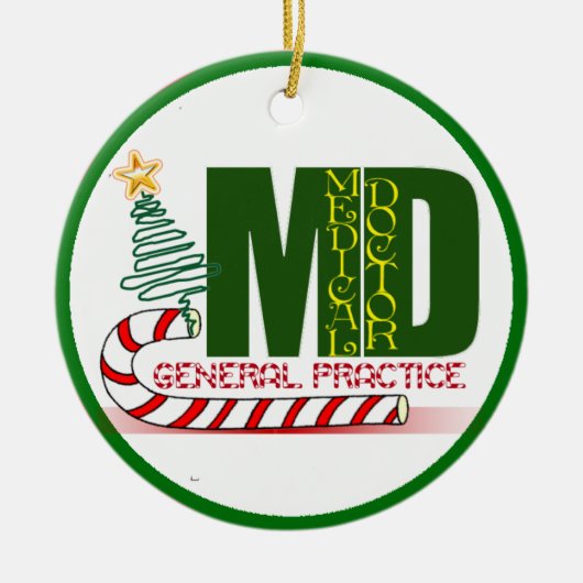 MD GENERAL PRACTICE PHYSICIAN CHRISTMAS MERRY KERAMISCH ORNAMENT (Voorkant)