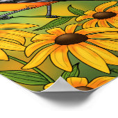MD Staatsvogel Oriole & Black-eyed Susan Bloem Poster (Hoek)