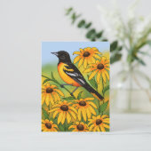MD State Bird Oriole & Black-eyed Susan Flower Briefkaart (Staand voorkant)