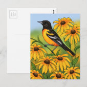 MD State Bird Oriole & Black-eyed Susan Flower Briefkaart (Voorkant / Achterkant)