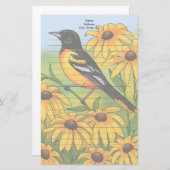 MD State Bird Oriole & Black-eyed Susan Flower Briefpapier (Voorkant / Achterkant)