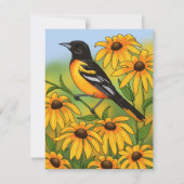 MD State Bird Oriole & Black-eyed Susan Flower Kaart (Voorkant)
