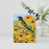 MD State Bird Oriole & Black-eyed Susan Flower Kaart (Staand voorkant)