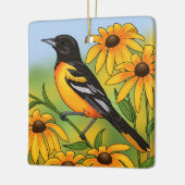 MD State Bird Oriole & Black-eyed Susan Flower Keramisch Ornament (Links)