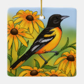 MD State Bird Oriole & Black-eyed Susan Flower Keramisch Ornament (Achterkant)