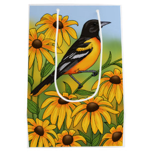 MD State Bird Oriole & Black-eyed Susan Flower Medium Cadeauzakje