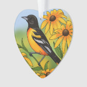 MD State Bird Oriole & Black-eyed Susan Flower Ornament (voorkant)