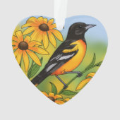 MD State Bird Oriole & Black-eyed Susan Flower Ornament (achterkant)