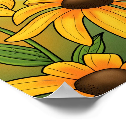 MD State Bird Oriole & Black-eyed Susan Flower Poster (Hoek)