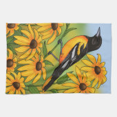 MD State Bird Oriole & Black-eyed Susan Flower Theedoek (Horizontaal)