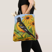 MD State Bird Oriole & Black-eyed Susan Flower Tote Bag (Dichtbij)