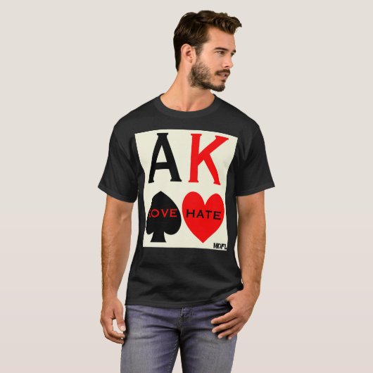 MDFL Design Poker Ace King Love Hate Premium  T-shirt (Voorkant volledig)