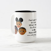 MDillon Design "Ik ben trots om mij te zijn" Tweekleurige Koffiemok (Voorkant links)