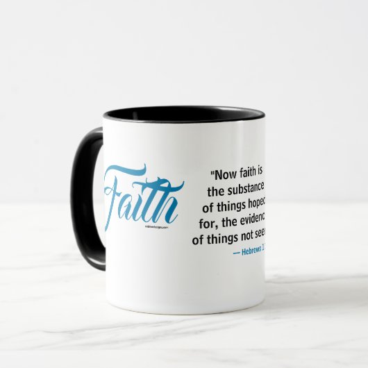 MDILLONDESIGNS.COM cadeaus #FAITH Schrift Mok (Voorkant links)