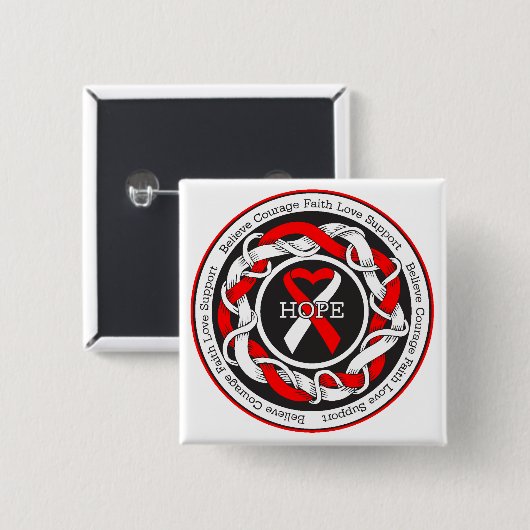 MDS Hope Intertwind Ribbon Vierkante Button 5,1 Cm (Voorkant /achterkant)